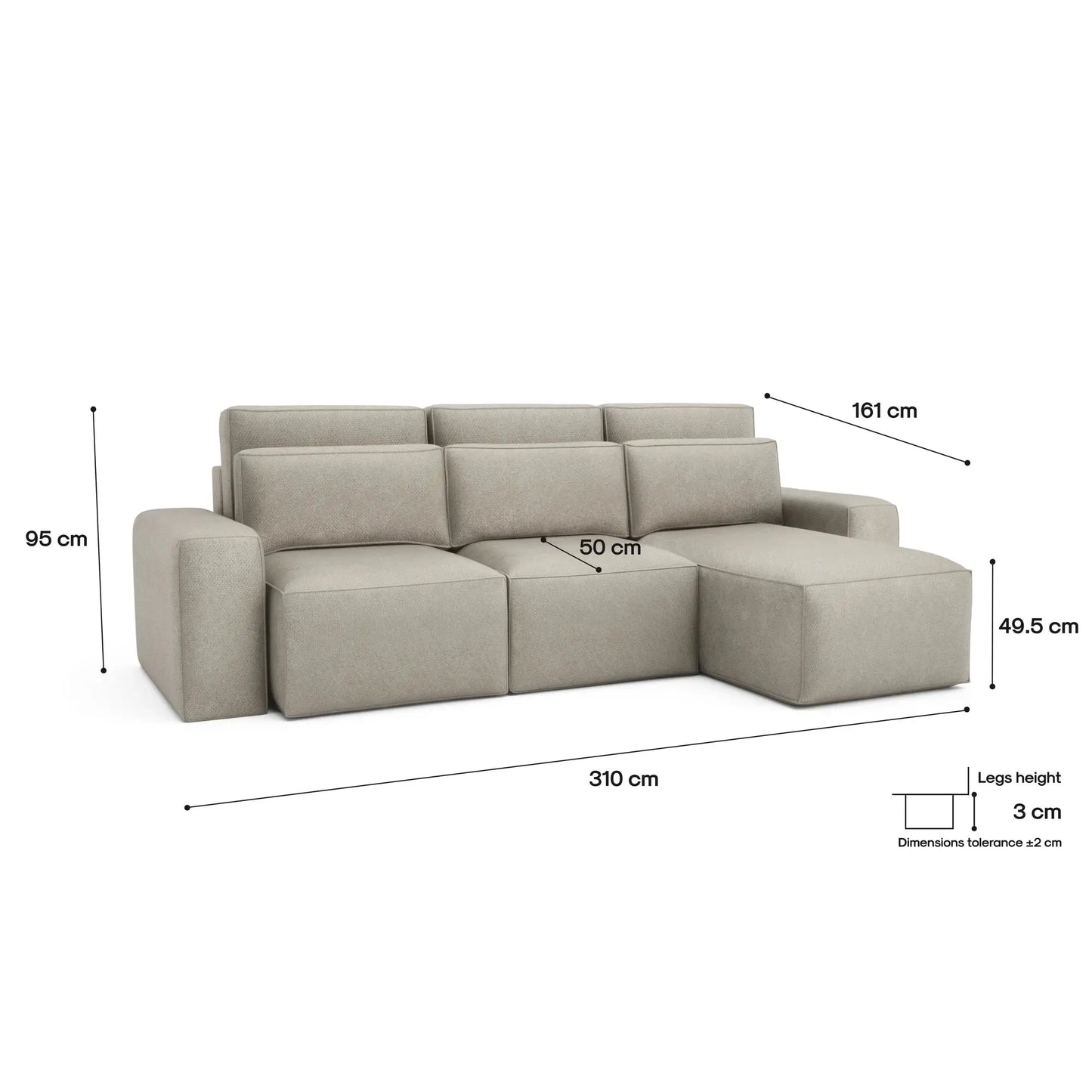 Schlafsofa JORDAAN in Eckausführung – Creme