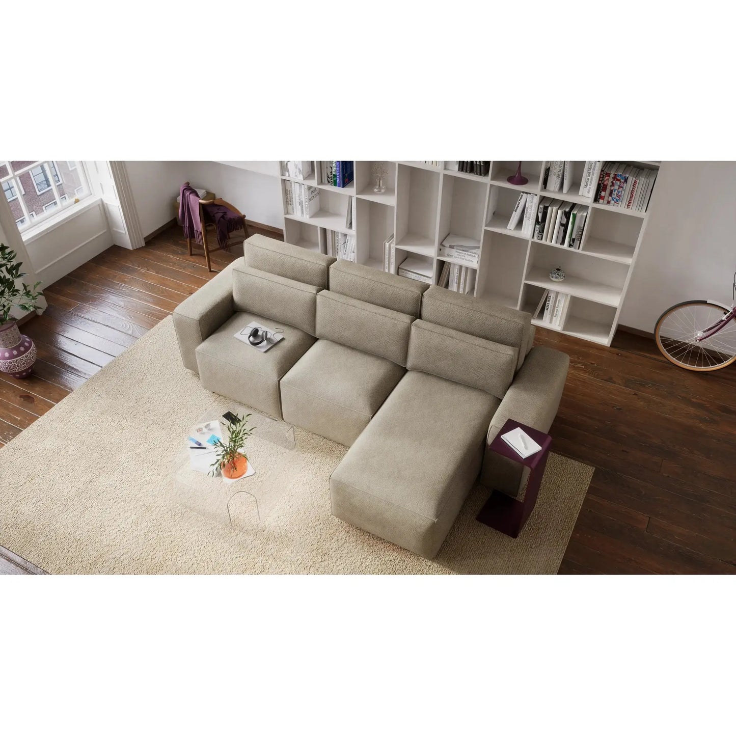 Schlafsofa JORDAAN in Eckausführung – Creme