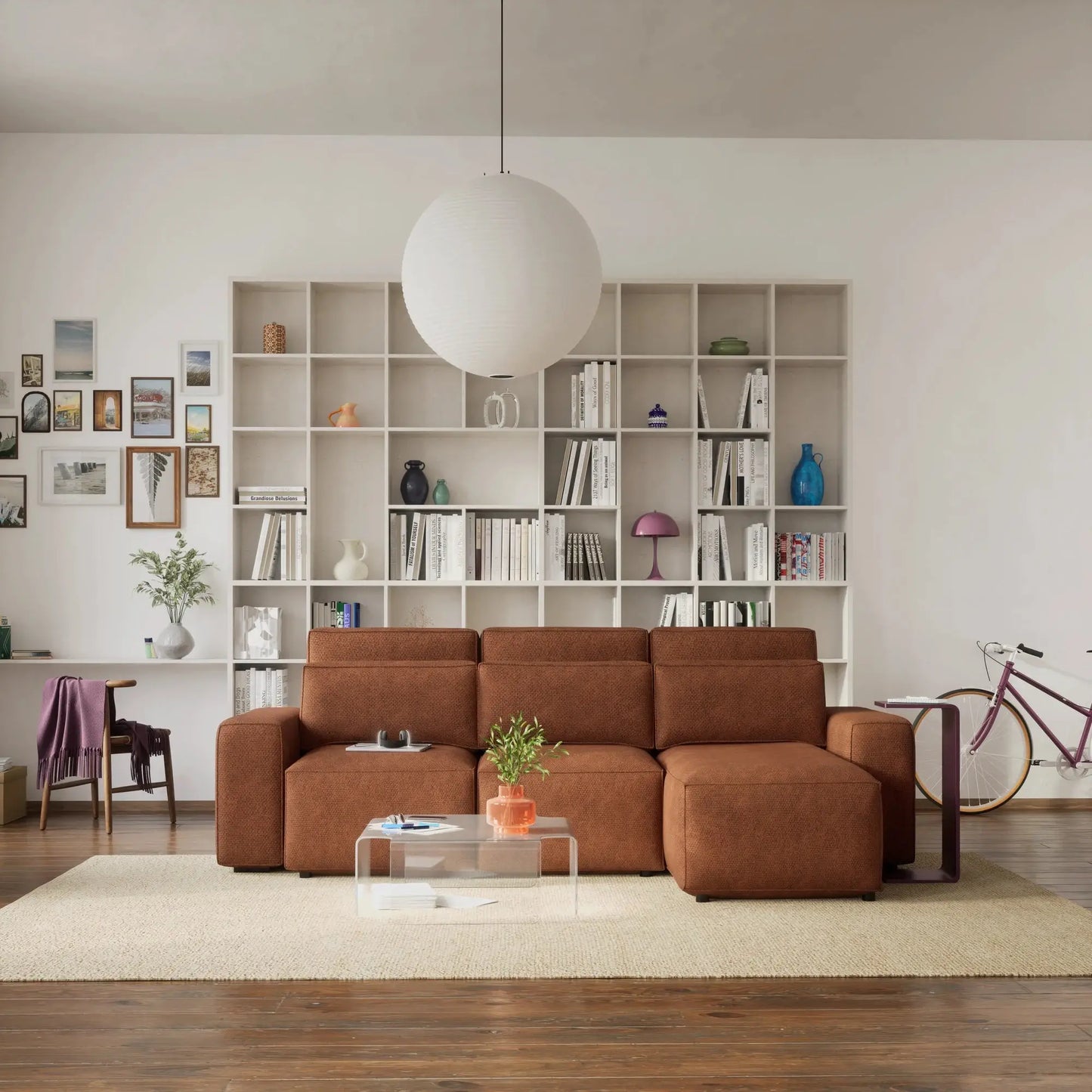 Eckschlafsofa JORDAAN – Ziegelrot
