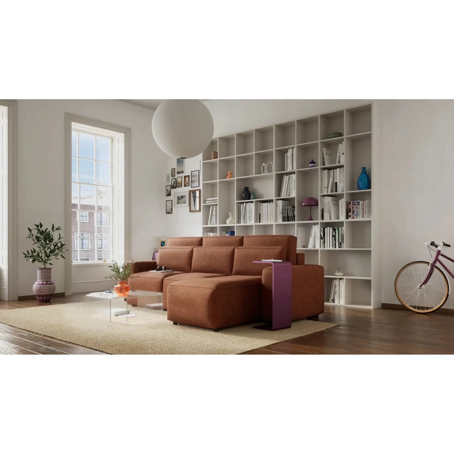 Eckschlafsofa JORDAAN – Ziegelrot