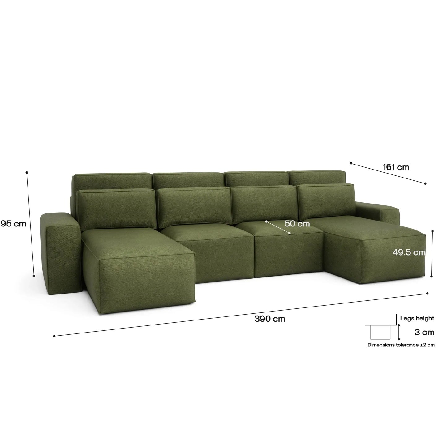 Schlafsofa JORDAAN Ecksofa - U-Form - Khaki