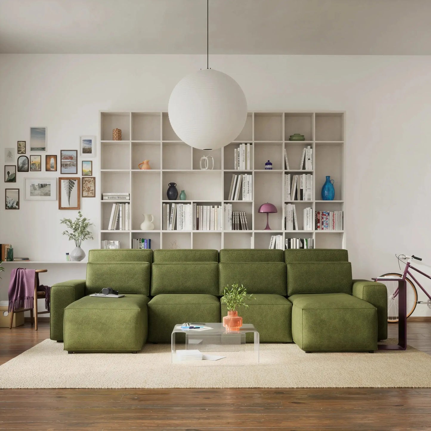 Schlafsofa JORDAAN Ecksofa - U-Form - Khaki