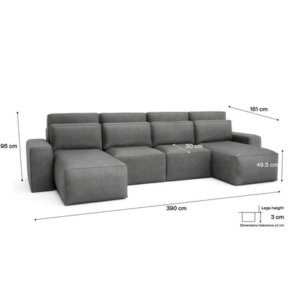 Divano Letto Angolare JORDAAN - Forma U - Grigio