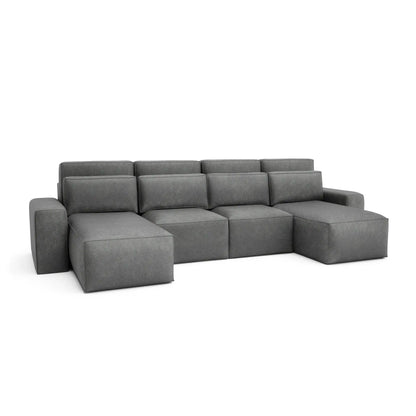 Divano Letto Angolare JORDAAN - Forma U - Grigio