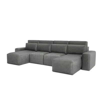 Divano Letto Angolare JORDAAN - Forma U - Grigio