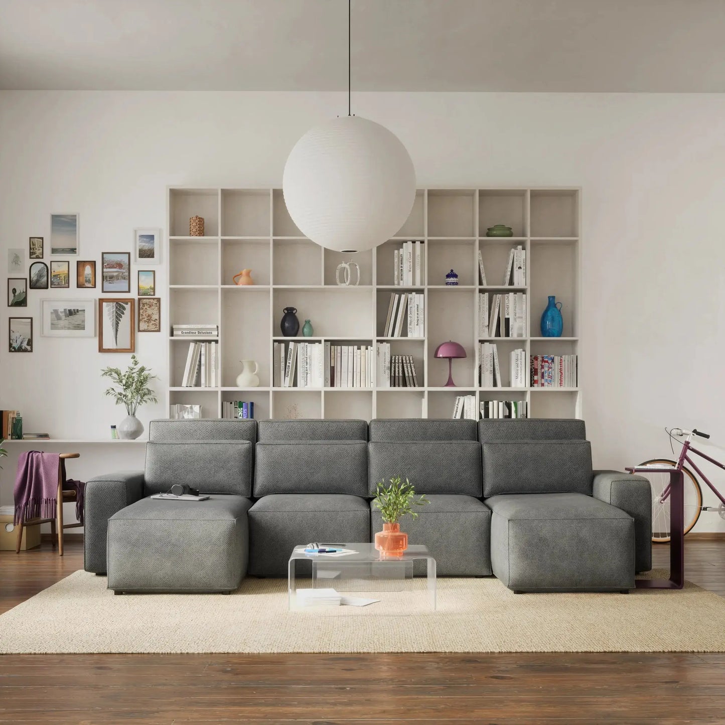 Divano Letto Angolare JORDAAN - Forma U - Grigio