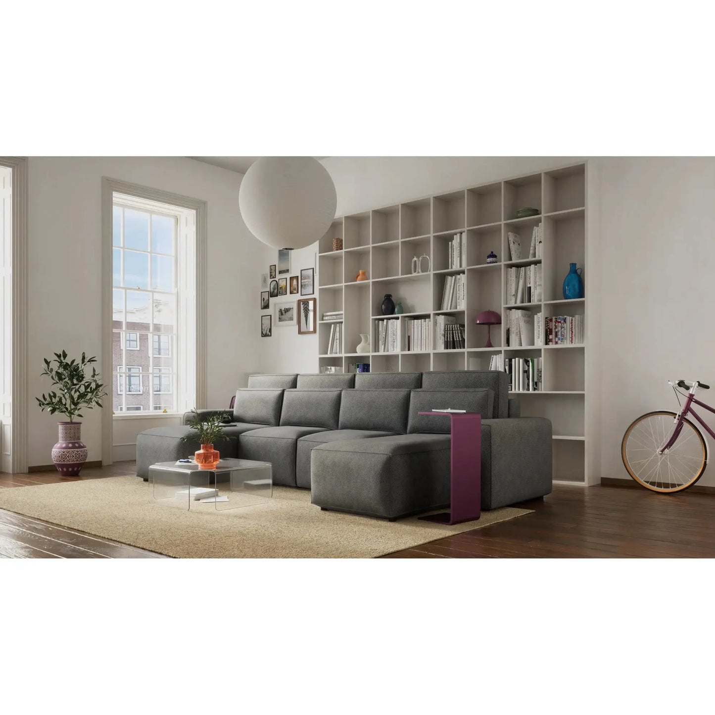 Divano Letto Angolare JORDAAN - Forma U - Grigio
