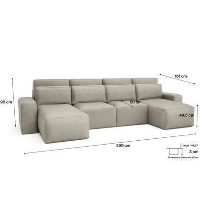 Eckschlafsofa JORDAAN - U-Form - Cremefarben