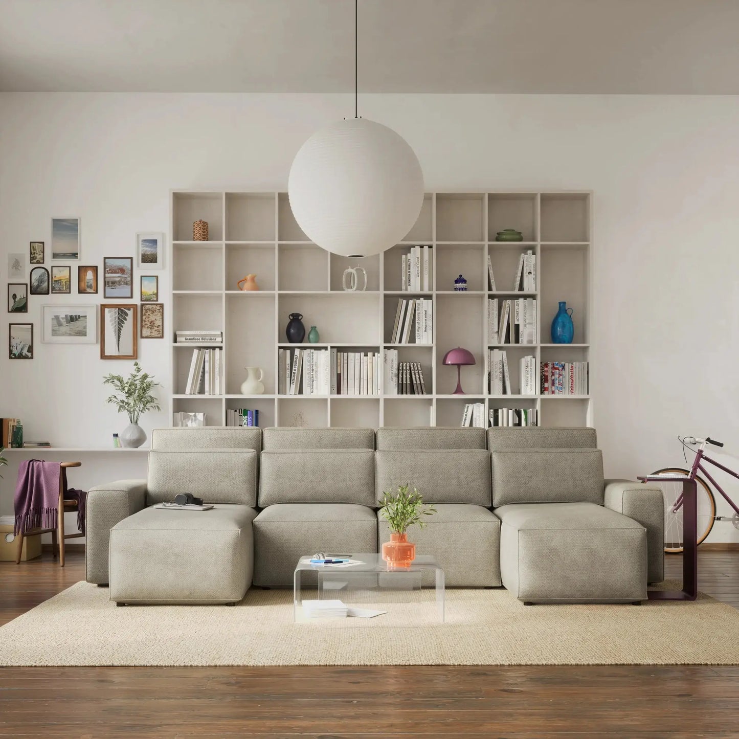 Eckschlafsofa JORDAAN - U-Form - Cremefarben