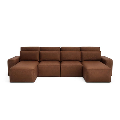 Divano Letto Angolare JORDAAN - Forma U - Terracotta