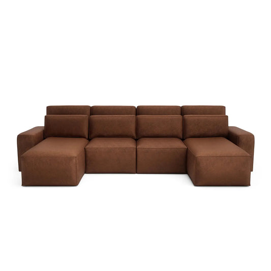 JORDAAN Corner Sofa Bed - U-shaped - Terracotta
