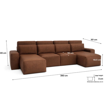 Divano Letto Angolare JORDAAN - Forma U - Terracotta