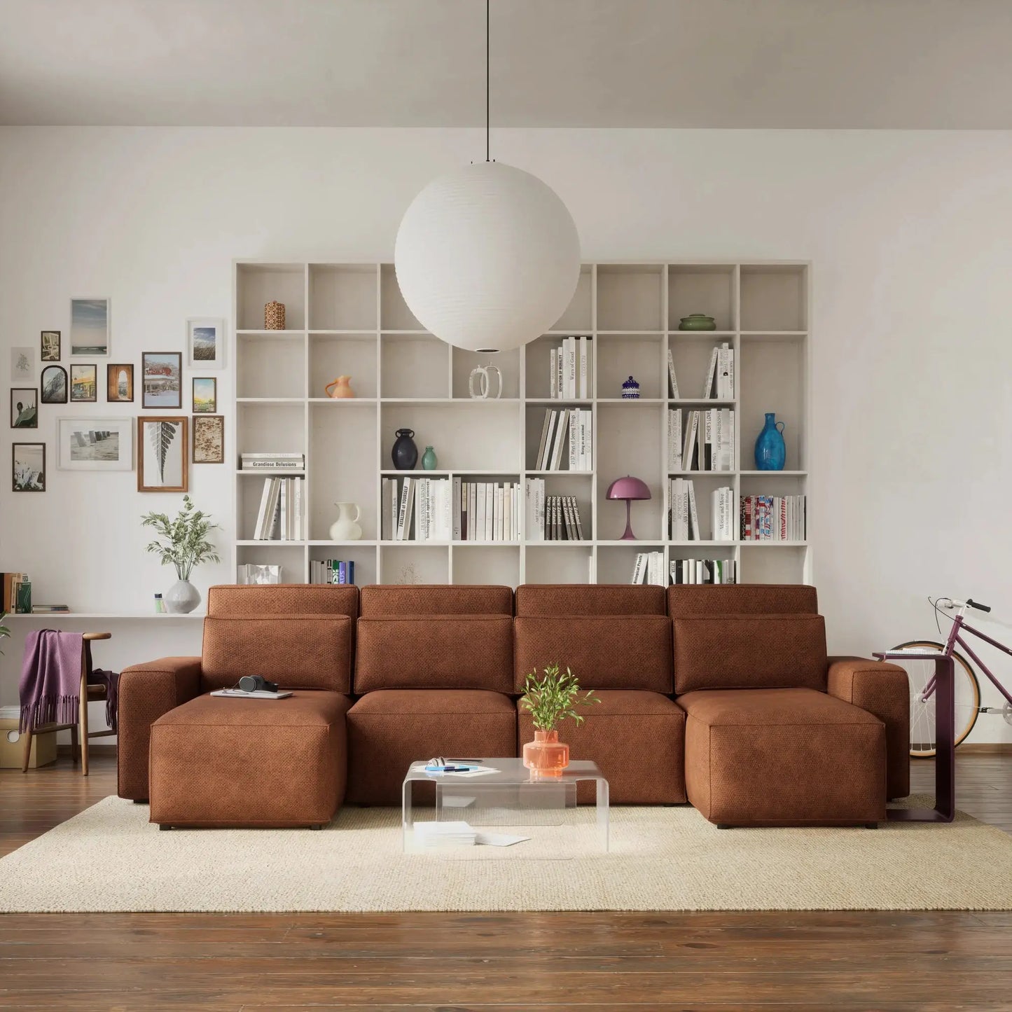Divano Letto Angolare JORDAAN - Forma U - Terracotta