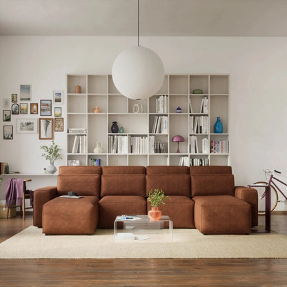 Divano Letto Angolare JORDAAN - Forma U - Terracotta