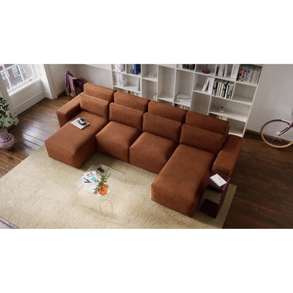 Divano Letto Angolare JORDAAN - Forma U - Terracotta
