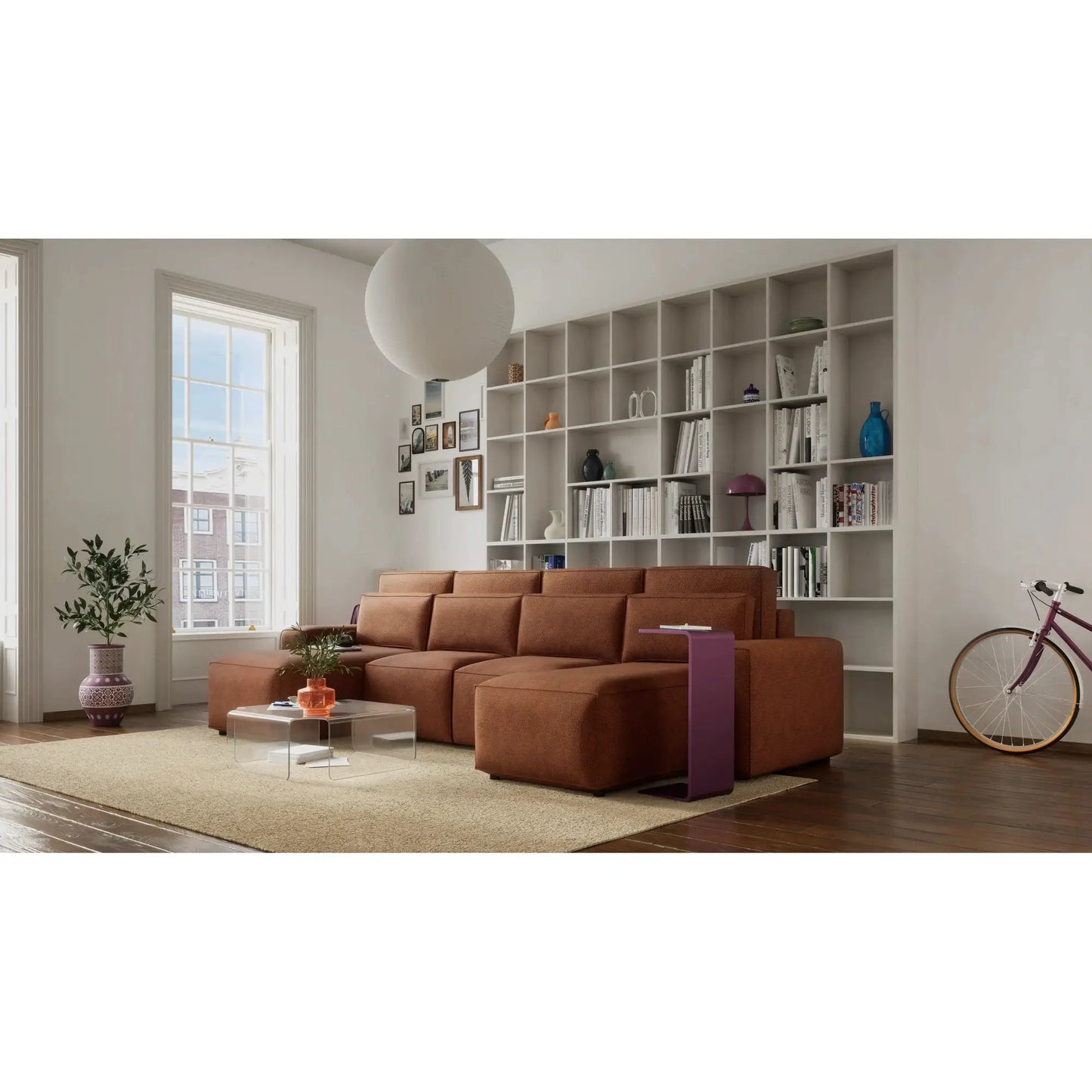 Divano Letto Angolare JORDAAN - Forma U - Terracotta