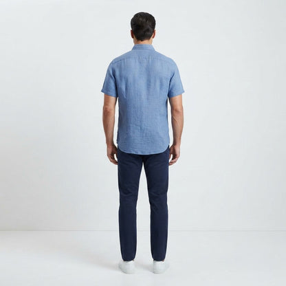Bomboogie Camicia uomo regular fit in lino SM7790TLI2_246 blu marlin