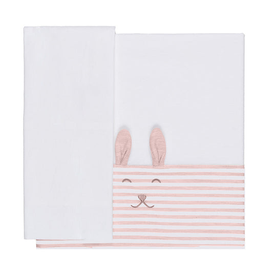 2-teiliges Kinderbett-Set mit rosa Hase