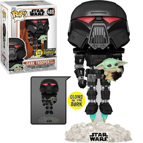Funko Pop! Star Wars – Dark Trooper mit Grogu (488) Special Edition Glow Dark