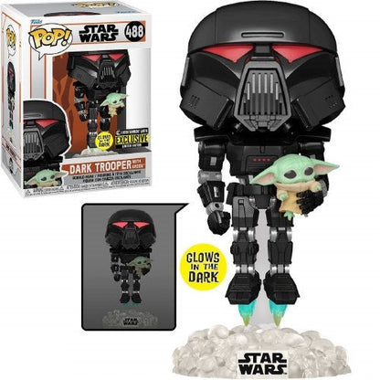 Funko Pop! Star Wars – Dark Trooper mit Grogu (488) Special Edition Glow Dark