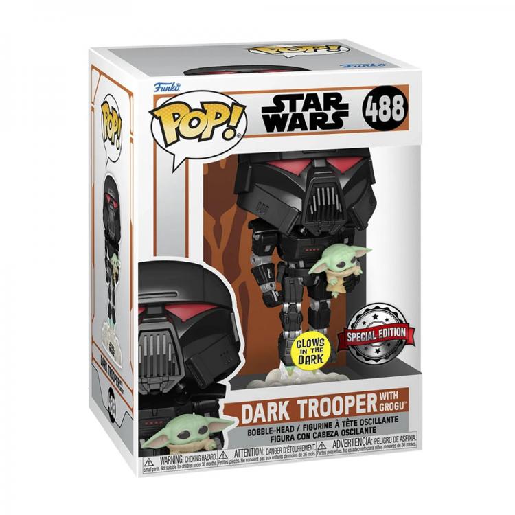 Funko Pop! Star Wars – Dark Trooper mit Grogu (488) Special Edition Glow Dark