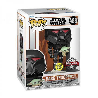 Funko Pop! Star Wars – Dark Trooper mit Grogu (488) Special Edition Glow Dark