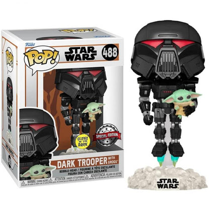 Funko Pop! Star Wars – Dark Trooper mit Grogu (488) Special Edition Glow Dark