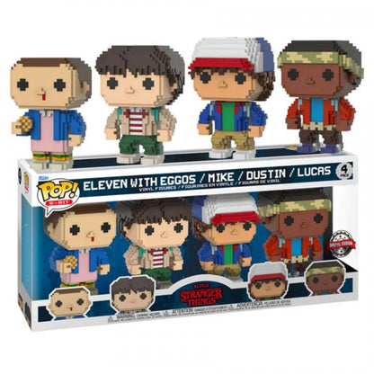 Funko Pop 8-Bit Stranger Things Eleven mit Eggos Lucas Dustin Mike 4er-Pack Set
