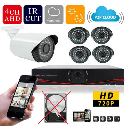 AHD IP Cloud Überwachungskit DVR 4 Kanäle 4 Infrarot HD Kameras 1.3 Mpx