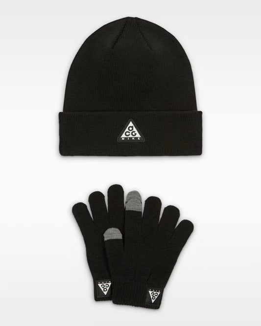 Nike ACG Core Peak 9AV007-023 Unisex Nero - Set Cappello e Guanti