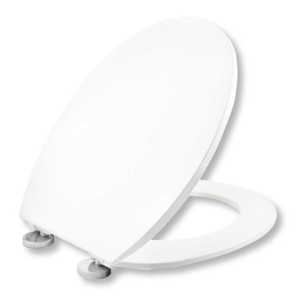 Sedile WC universale in termoindurente con chiusura rallentata e sistema estraibile