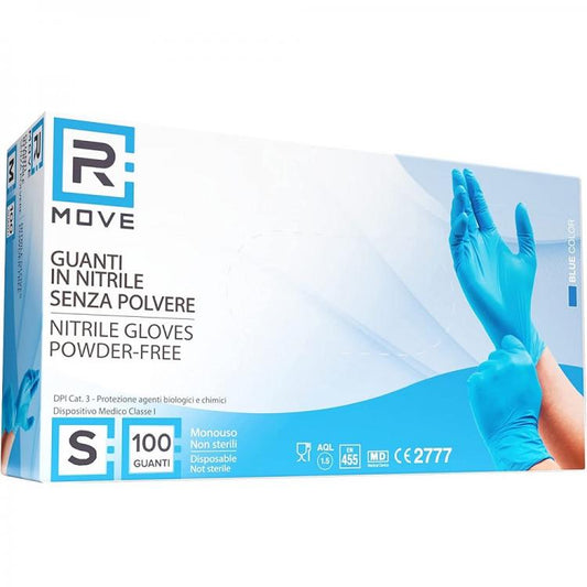 100 Guanti Monouso In Nitrile Blu Senza Polvere/Lattice Uso Medico E Alimenti S