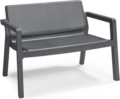 Salotto da giardino Emily Set graphite con cuscini grigi