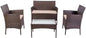 "Panarea" brown ecorattan lounge set with ecru cushions