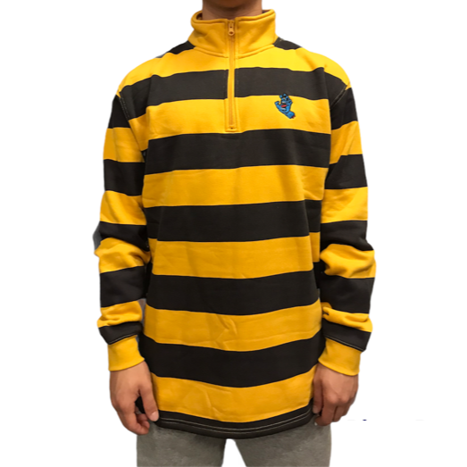 Santa Cruz felpa mezza zip a righe da uomo Mini Screaming Hand  SCA-CRW-070 giallo
