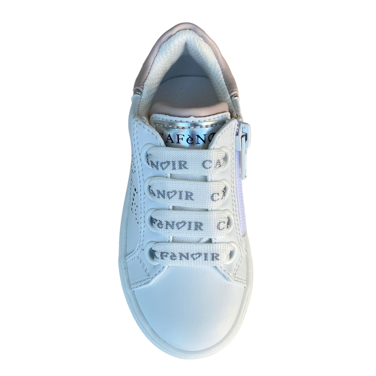 Cafè Noir Scarpe Bambina C-2401w Bianche | Laccio e Zip Laterale