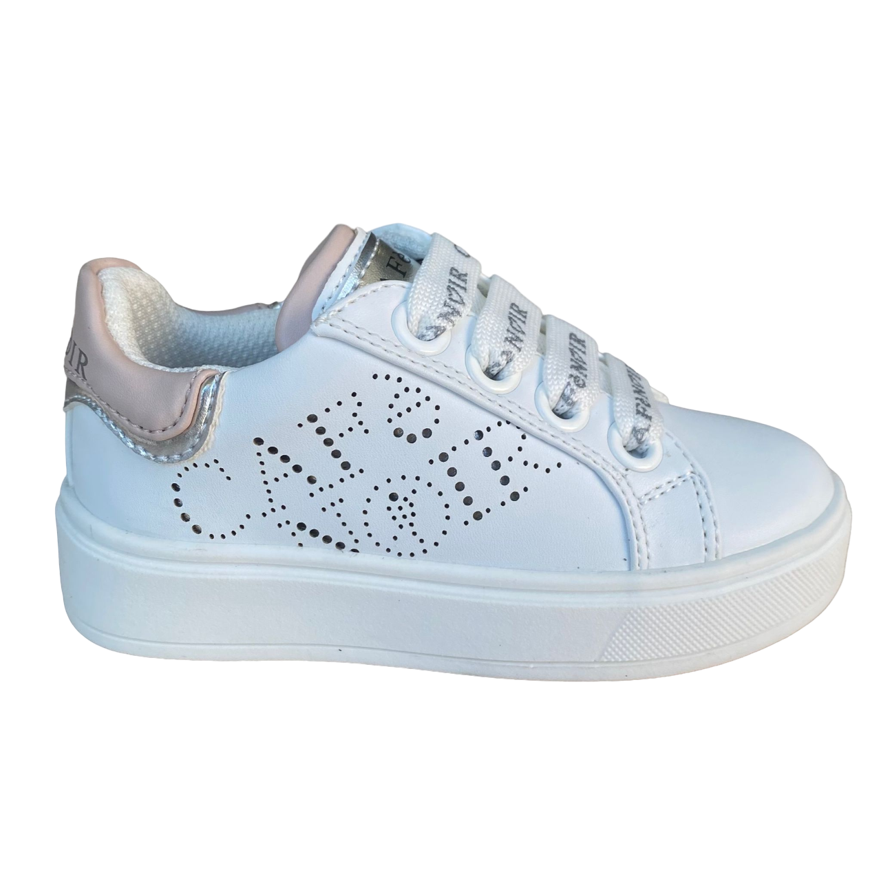 Cafè Noir Scarpe Bambina C-2401w Bianche | Laccio e Zip Laterale