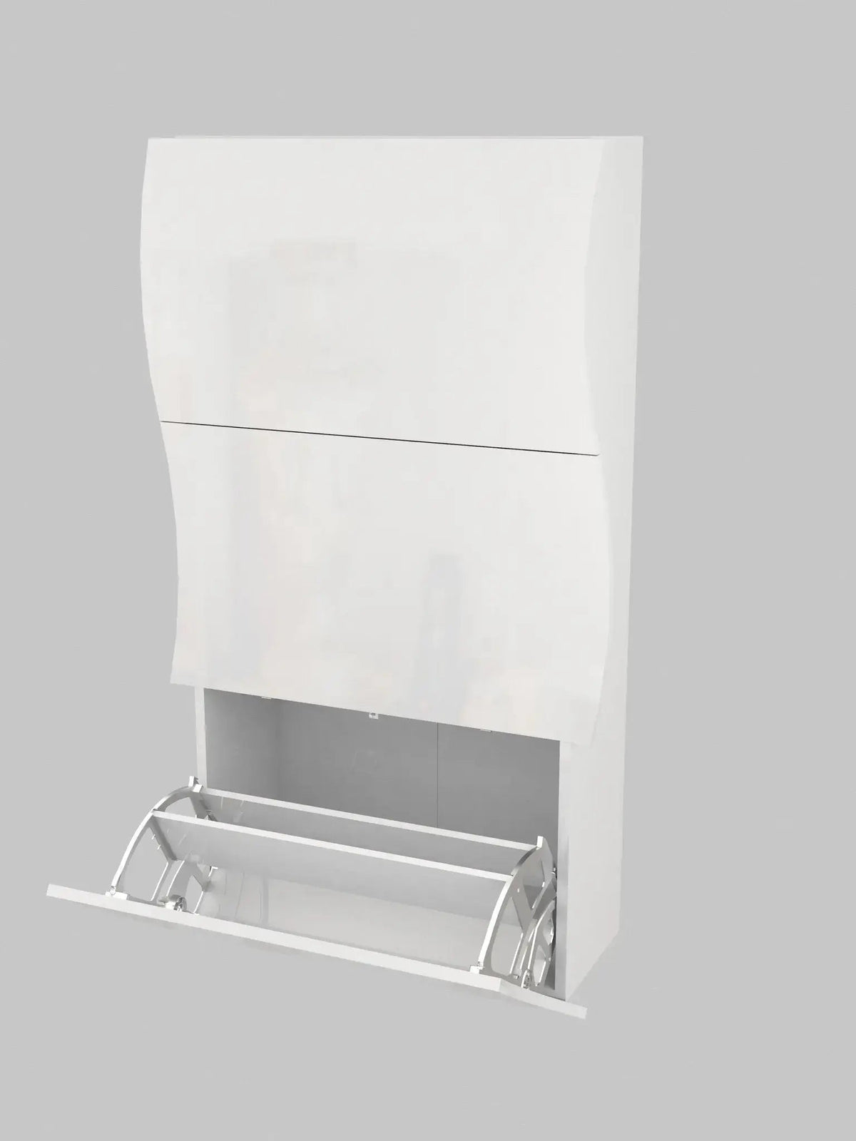 Modern Shoe Cabinet ONDA Glossy White with 3 Doors