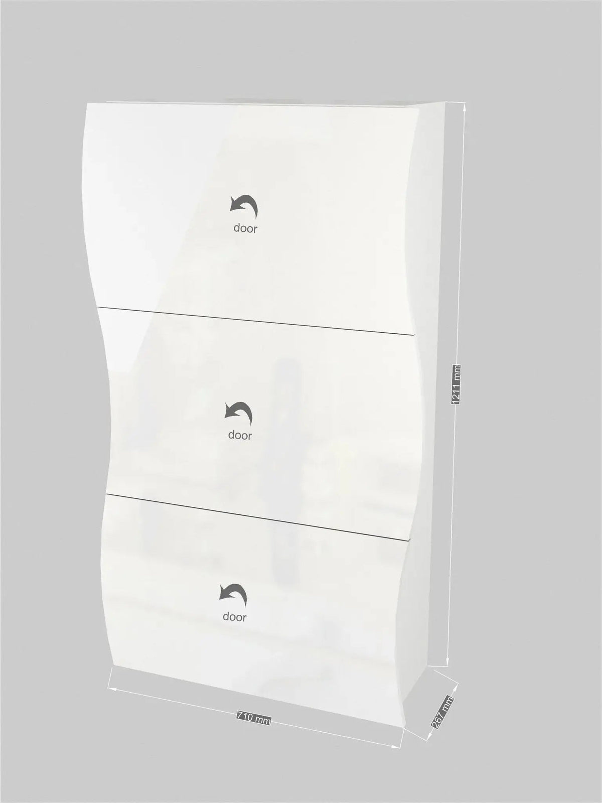 Modern Shoe Cabinet ONDA Glossy White with 3 Doors