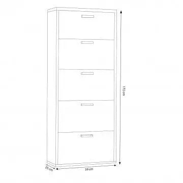 Scarpiera Molly 5 Ante a Ribalta Olmo Chiaro: Legno, cm 59x25x172