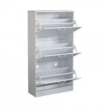 Schuhschrank Vicky Weiß: Holz, 60x24x115 cm
