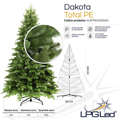 Albero di Natale artificiale TOTAL PE | DAKOTA | da 220cm | rami 692