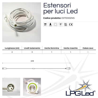 Estensore per luci led | 2 metri | IP67