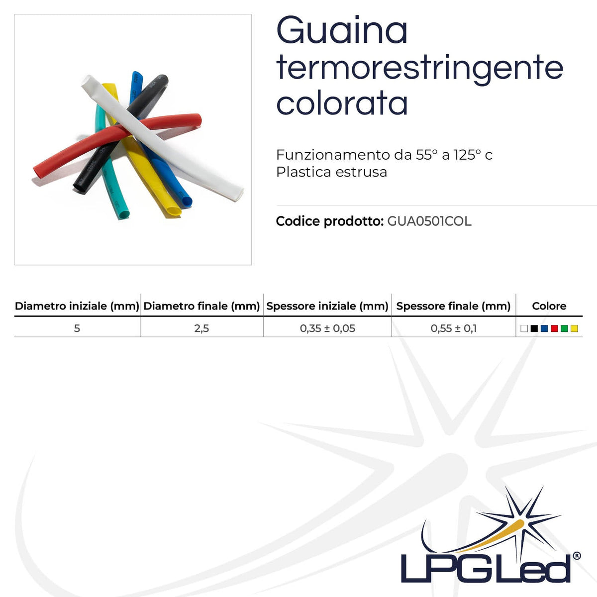 Guaina termorestringente colorata da 5mm | tubo da 1mt