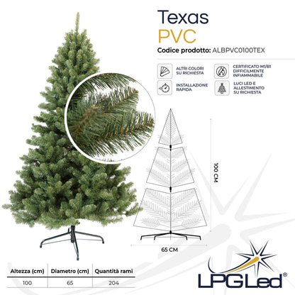 Albero di Natale artificiale PVC | TEXAS | da 100cm | rami 204