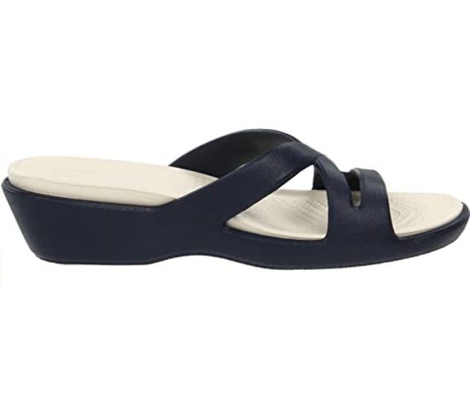 Crocs sandalo da donna con tallone rialzato Patricia II 11661 blu-stucco