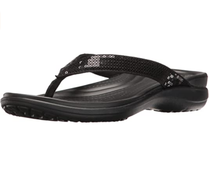 Crocs sandalo infradito da donna Capri V Sequin 204311 001 nero
