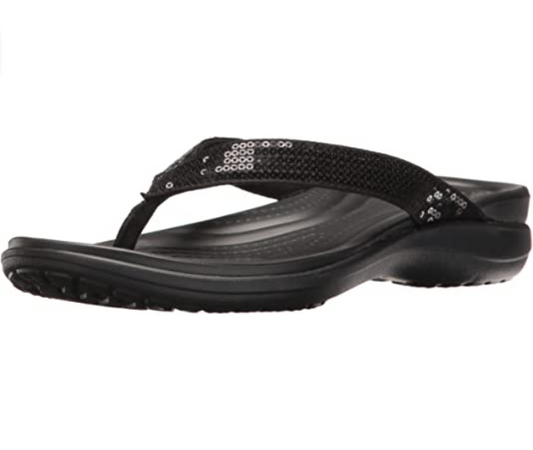 Crocs sandalo infradito da donna Capri V Sequin 204311 001 nero