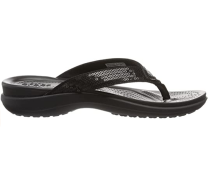 Crocs sandalo infradito da donna Capri V Sequin 204311 001 nero