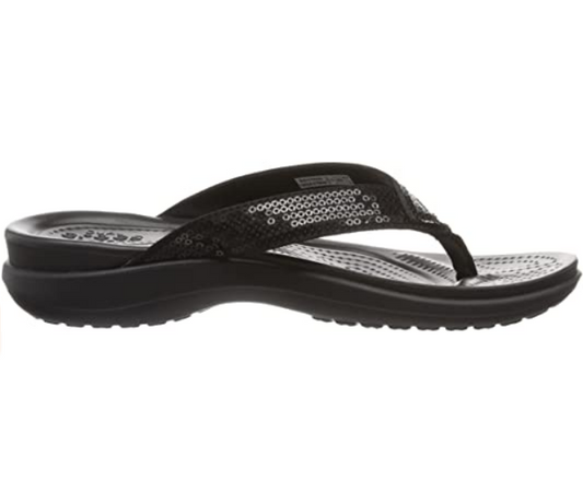 Crocs sandalo infradito da donna Capri V Sequin 204311 001 nero
